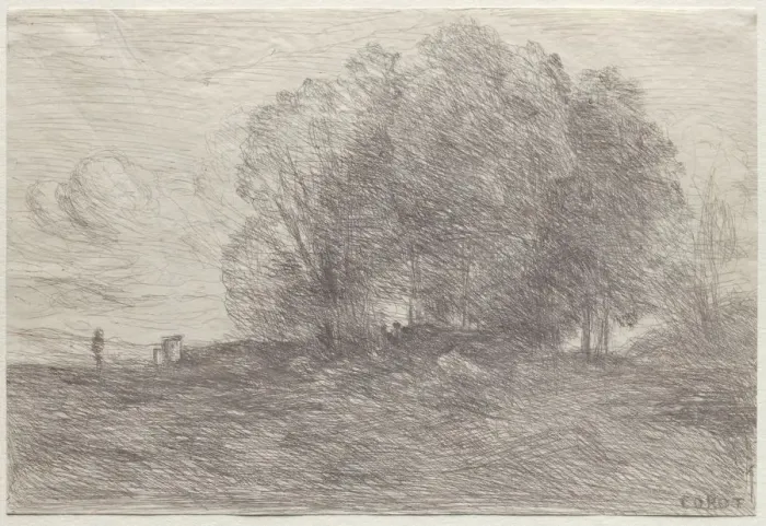 Framed Print : Group of Trees, 1858. Creator: Jean Baptiste Camille Corot (French, 1796-1875) Framed Print : Group of Trees, 1858. Creator: Jean Baptiste Camille Corot (French, 1796-1875)