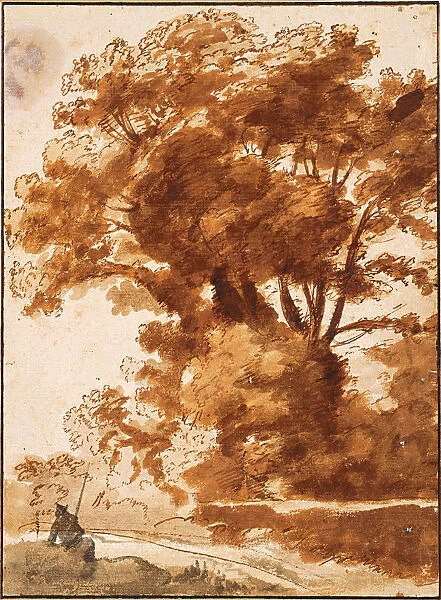 Group of Trees and Resting Sheperd, 1630s. Artist: Lorrain, Claude (1600-1682)