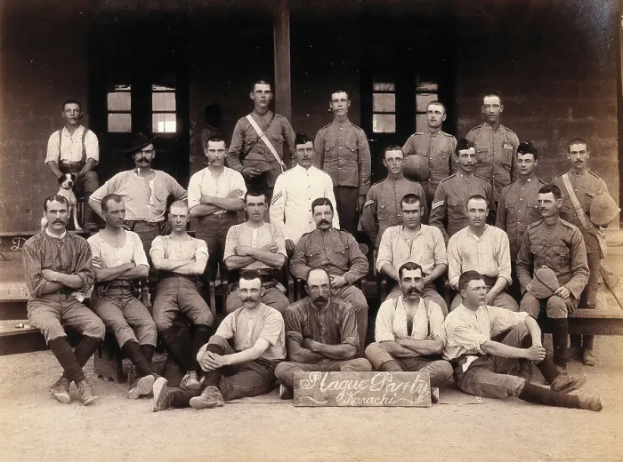 Framed Print : A group of volunteers involved with the Karachi Plague Committee, India, 1897. Creator: Unknown Framed Print : A group of volunteers involved with the Karachi Plague Committee, India, 1897. Creator: Unknown