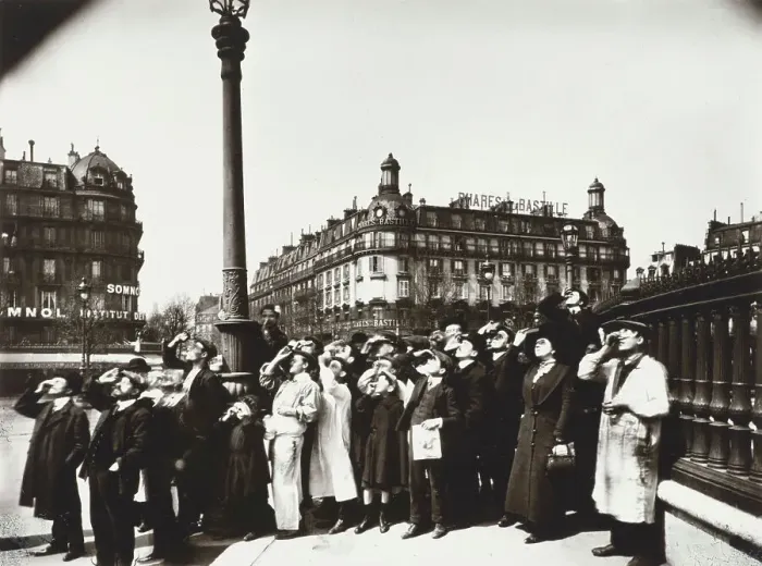 Framed Print : Group watching the eclipse, Paris 1912, 1912. Creator: Eugene Atget Framed Print : Group watching the eclipse, Paris 1912, 1912. Creator: Eugene Atget