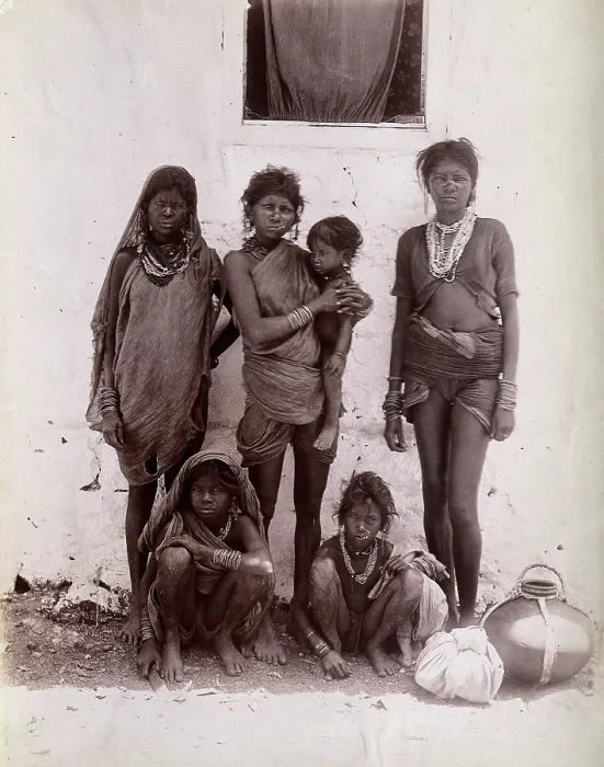 Framed Print : A group of women and children wearing decorated rings in their noses: Bombay at the... 1896 / 1897. Creator: Unknown