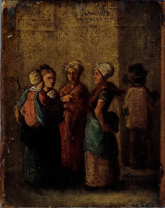 Framed Print : Group of women in the street, 1852. Creator: Charles Raymond Chabrillac Framed Print : Group of women in the street, 1852. Creator: Charles Raymond Chabrillac