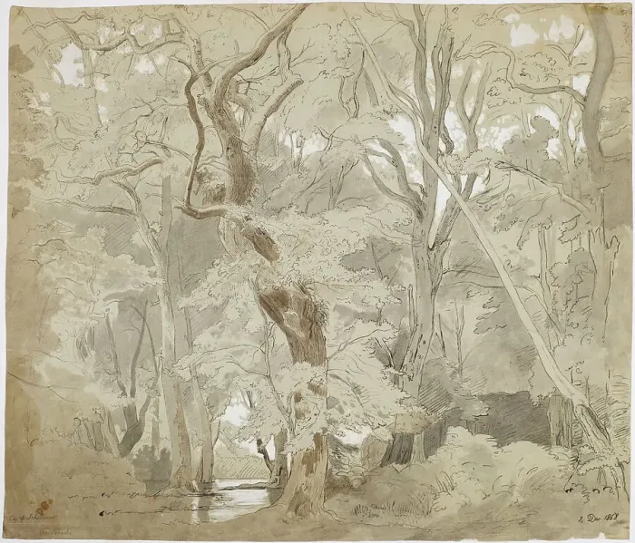 Framed Print : Grove Landscape, Copy after Schirmer, 1868. Creator: Oscar Kleineh