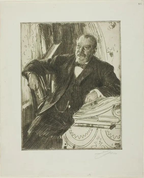Framed Print : Grover Cleveland II, 1899. Creator: Anders Leonard Zorn Framed Print : Grover Cleveland II, 1899. Creator: Anders Leonard Zorn