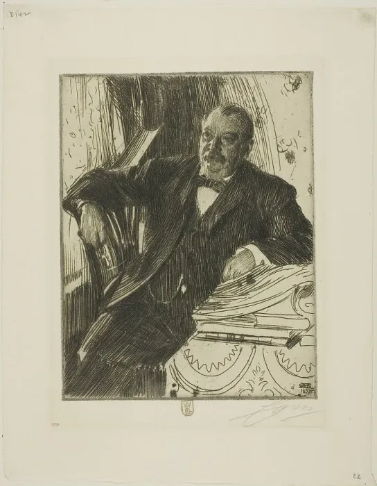 Framed Print : Grover Cleveland II, 1899. Creator: Anders Leonard Zorn Framed Print : Grover Cleveland II, 1899. Creator: Anders Leonard Zorn