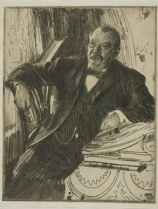 Framed Print : Grover Cleveland II, 1899. Creator: Anders Leonard Zorn Framed Print : Grover Cleveland II, 1899. Creator: Anders Leonard Zorn