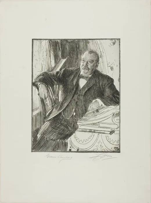 Framed Print : Grover Cleveland II, 1899. Creator: Anders Leonard Zorn Framed Print : Grover Cleveland II, 1899. Creator: Anders Leonard Zorn
