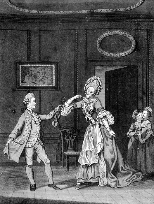 Framed Print : Grown Ladies Taught to Dance, 1750. Artist: Rennoldson Framed Print : Grown Ladies Taught to Dance, 1750. Artist: Rennoldson