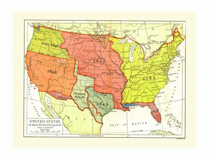 Framed Print : Growth map of United States, c1910s. Artist: Emery Walker Ltd Framed Print : Growth map of United States, c1910s. Artist: Emery Walker Ltd
