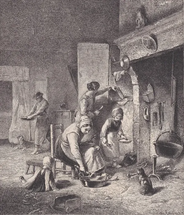 Framed Print : Gruel, from Le Magasin Pittoresque, ca. 1852. Creator: Charles Emile Jacque Framed Print : Gruel, from Le Magasin Pittoresque, ca. 1852. Creator: Charles Emile Jacque
