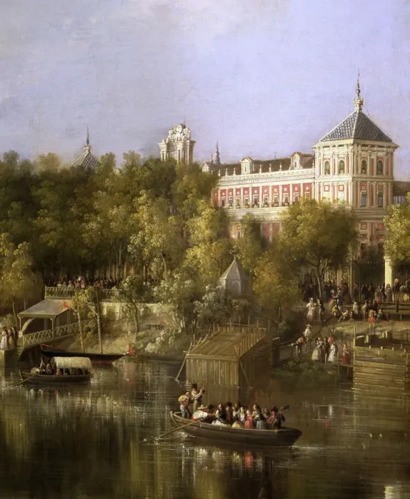 Framed Print : The Guadalquivir, 1851, detail, pier and San Telmo Palace in Seville, Manuel Barron Oil Framed Print : The Guadalquivir, 1851, detail, pier and San Telmo Palace in Seville, Manuel Barron Oil