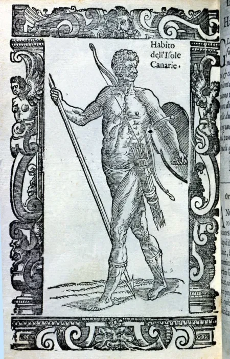 Framed Print : Guanche, man from the Canary Islands, engraving of 1590 from a work by Cesare Vecellis Framed Print : Guanche, man from the Canary Islands, engraving of 1590 from a work by Cesare Vecellis