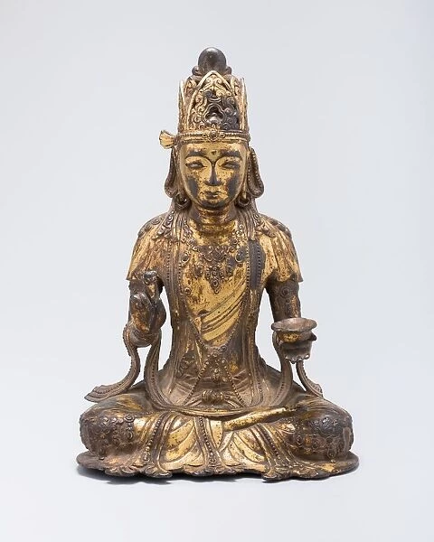 Guanyin (Avalokiteshvara) Holding Lotus-Form Cup, Yuan dynasty (1279-1368), 14th century. Creator: Unknown