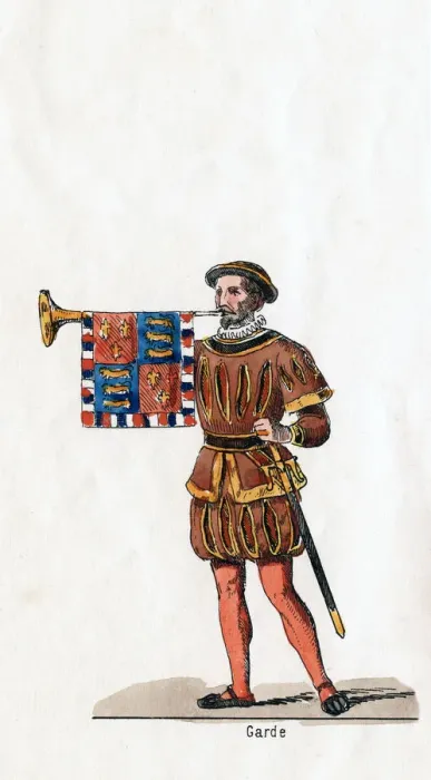 Framed Print : Guard, costume design for Shakespeares play, Henry VIII, 19th century Framed Print : Guard, costume design for Shakespeares play, Henry VIII, 19th century