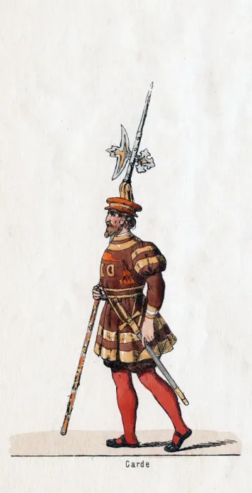 Framed Print : Guard, costume design for Shakespeares play, Henry VIII, 19th century Framed Print : Guard, costume design for Shakespeares play, Henry VIII, 19th century