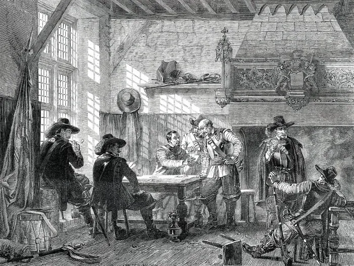 Framed Print : The Guard Room - painted by L. Haghe, 1850. Creator: Walter Mason Framed Print : The Guard Room - painted by L. Haghe, 1850. Creator: Walter Mason