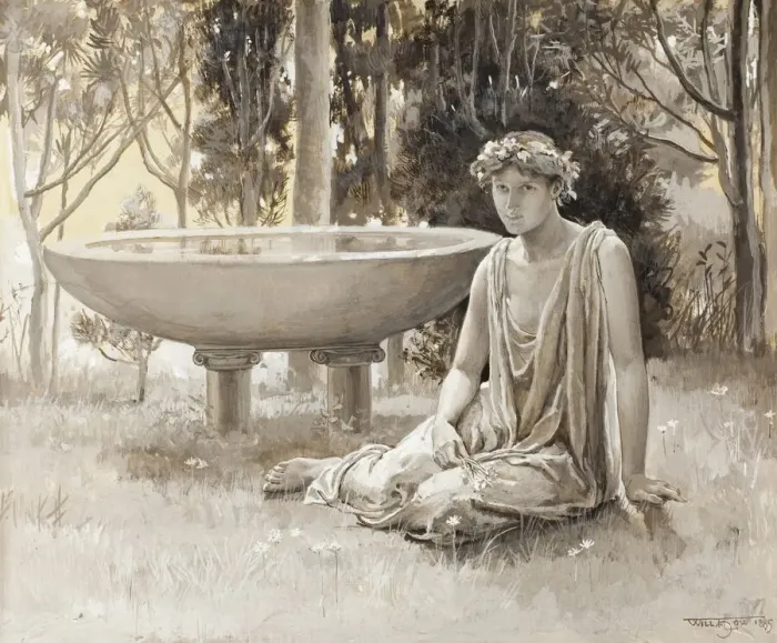 Framed Print : The Guarded Nymph Near-Smiling on the Green, 1885. Creator: Will H. Low Framed Print : The Guarded Nymph Near-Smiling on the Green, 1885. Creator: Will H. Low