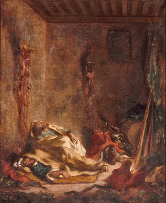 Framed Print : A guardhouse in Meknes, 1847. Artist: Delacroix, Eugene (1798-1863) Framed Print : A guardhouse in Meknes, 1847. Artist: Delacroix, Eugene (1798-1863)
