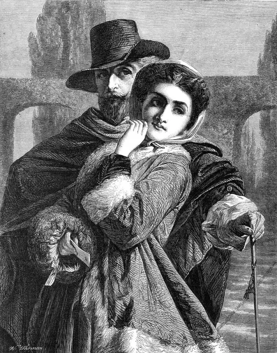 Framed Print : The Guardian, by A. Elmore, R.A. in the Winter Exhibition at the French Gallery, Pall-Mall, 1865. Creator: W Thomas Framed Print : The Guardian, by A. Elmore, R.A. in the Winter Exhibition at the French Gallery, Pall-Mall, 1865. Creator: W Thomas