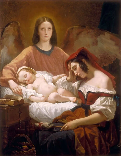The Guardian Angel. Artist: Decaisne, Henri (1799-1852)