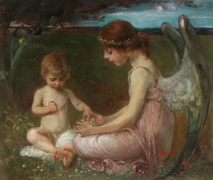Framed Print : Guardian angel. Creator: Keyser, Emil (1846-1923) Framed Print : Guardian angel. Creator: Keyser, Emil (1846-1923)
