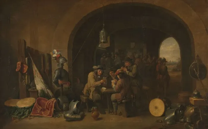 Framed Print : Guardroom, c.1740. Creator: Jacques Ignatius de Roore Framed Print : Guardroom, c.1740. Creator: Jacques Ignatius de Roore