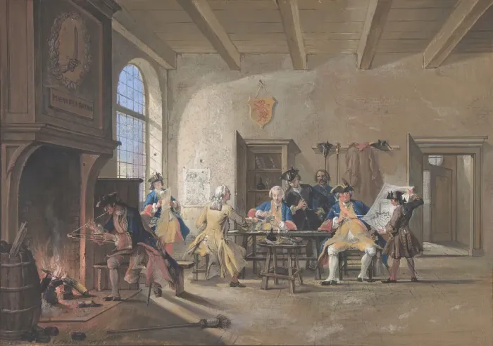 Framed Print : Guardroom Scene, 1744. Creator: Cornelis Troost Framed Print : Guardroom Scene, 1744. Creator: Cornelis Troost