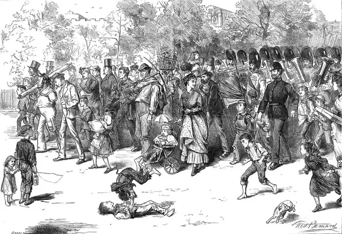 Framed Print : The Guards Band in St. James's Park, 1870. Creator: Joseph Swain Framed Print : The Guards Band in St. James's Park, 1870. Creator: Joseph Swain