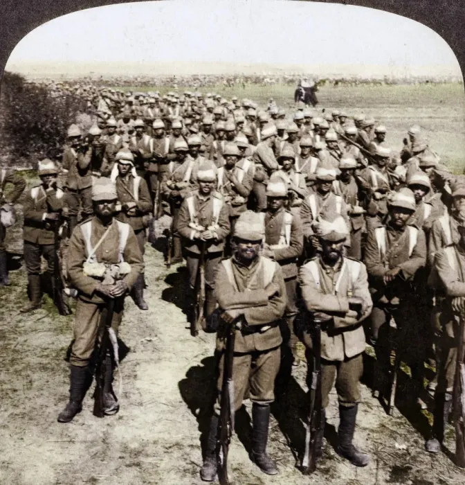 Framed Print : The Guards Brigade on the march to Kroonstadt, South Africa, Boer War, 1900. Artist: Underwood & Underwood Framed Print : The Guards Brigade on the march to Kroonstadt, South Africa, Boer War, 1900. Artist: Underwood & Underwood