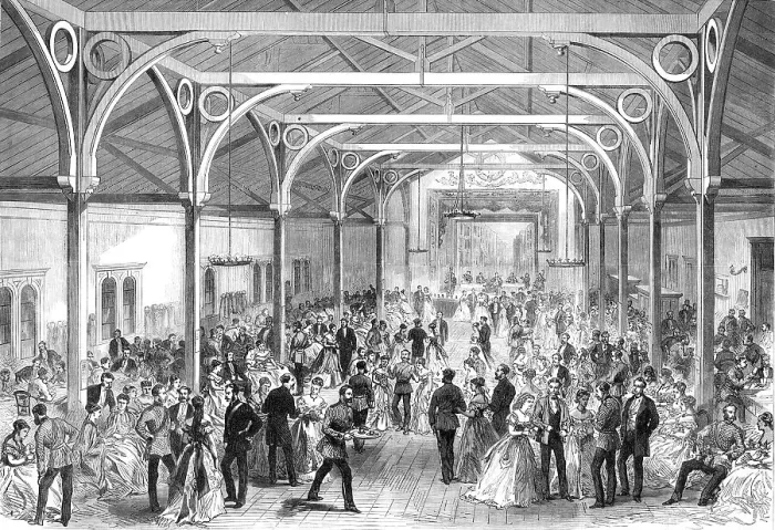 Framed Print : The Guards Institute, Vauxhall-Bridge-Road: the Ball-Room, 1869. Creator: Unknown Framed Print : The Guards Institute, Vauxhall-Bridge-Road: the Ball-Room, 1869. Creator: Unknown