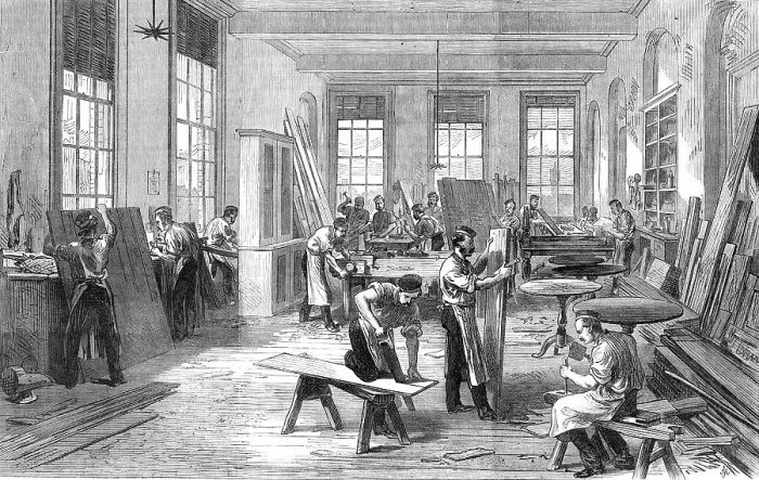 Framed Print : The Guards Institute, Vauxhall-Bridge-Road: the Carpenters Shop, 1869. Creator: Unknown Framed Print : The Guards Institute, Vauxhall-Bridge-Road: the Carpenters Shop, 1869. Creator: Unknown
