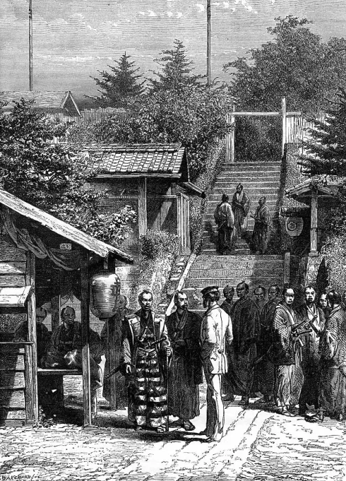 Framed Print : Guards of the Swiss Legation, Yedo (Tokyo), 19th century. Artist: A de Neuville Framed Print : Guards of the Swiss Legation, Yedo (Tokyo), 19th century. Artist: A de Neuville