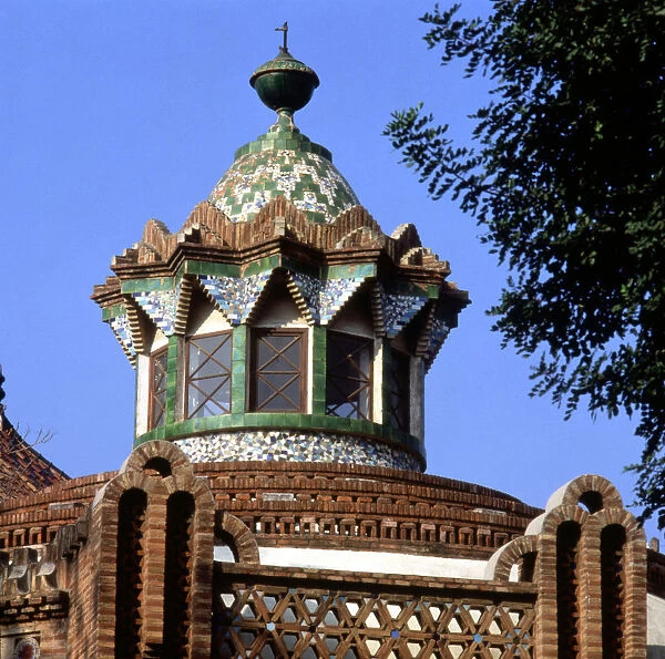 Güell House, detail of the dome of the stables pavilion, built between 1884 and 1887
