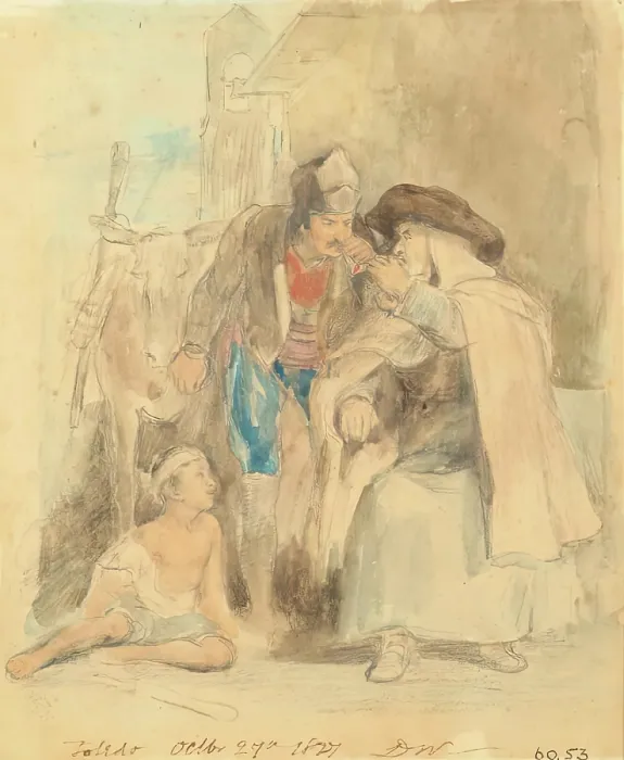 Framed Print : The Guerilla Taking Leave of his Confessor, 1827. Creator: David Wilkie
