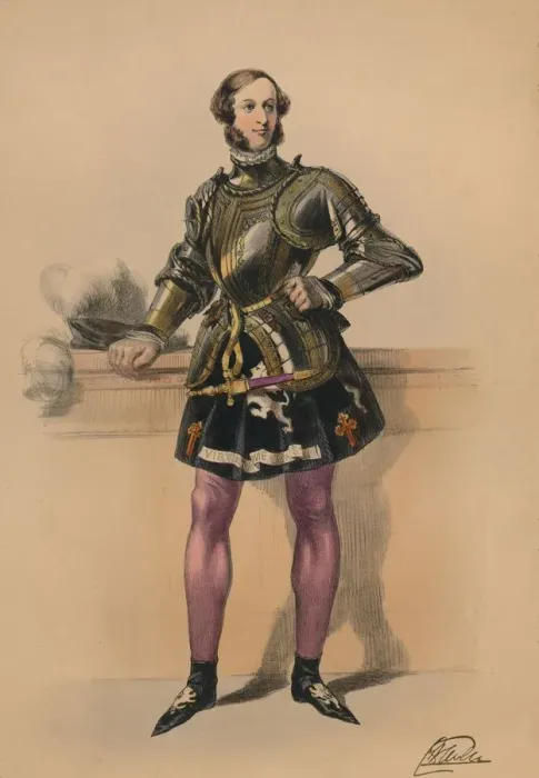 Framed Print : Guest in costume for Queen Victorias Bal Costume, May 12 1842, (1843). Creator Framed Print : Guest in costume for Queen Victorias Bal Costume, May 12 1842, (1843). Creator