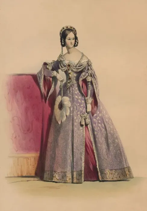 Framed Print : Guest in costume for Queen Victorias Bal Costume, May 12 1842, (1843). Creator Framed Print : Guest in costume for Queen Victorias Bal Costume, May 12 1842, (1843). Creator