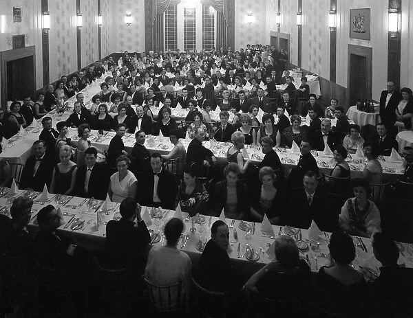 Guests seated before dinner at a social evening in central Doncaster, South Yorkshire, 1963