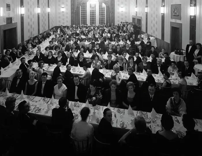 Framed Print : Guests seated before dinner at a social evening in central Doncaster, South Yorkshire, 1963 Framed Print : Guests seated before dinner at a social evening in central Doncaster, South Yorkshire, 1963