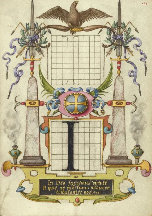 Framed Print : Guide for Constructing the Letter I; Mira calligraphiae monumenta, about 1591-1596. Creator: Joris Hoefnagel Framed Print : Guide for Constructing the Letter I; Mira calligraphiae monumenta, about 1591-1596. Creator: Joris Hoefnagel