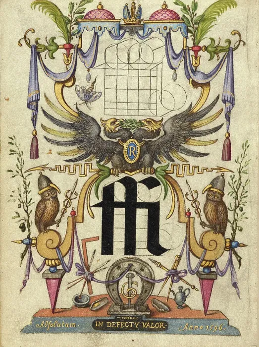 Framed Print : Guide for Constructing the Ligature ffi; Mira calligraphiae monumenta, about 1591-1596. Creator: Joris Hoefnagel Framed Print : Guide for Constructing the Ligature ffi; Mira calligraphiae monumenta, about 1591-1596. Creator: Joris Hoefnagel
