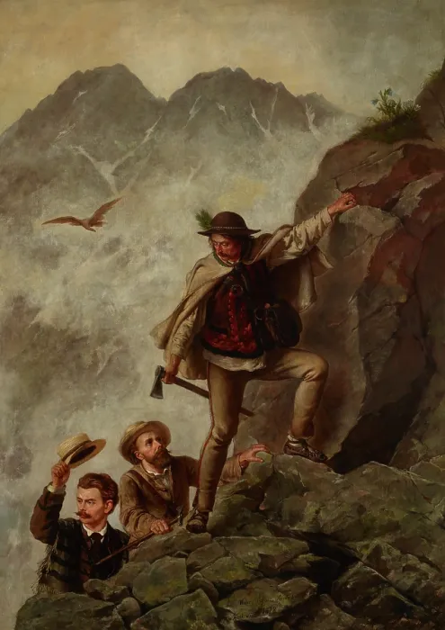 Framed Print : Guide and Tourists in the Tatra Mountains, 1878. Creator: Walery Eljasz Radzikowski Framed Print : Guide and Tourists in the Tatra Mountains, 1878. Creator: Walery Eljasz Radzikowski