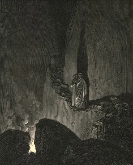 Framed Print : The guide, who mark d how I did gaze attentive, thus began, c1890. Creator: Gustave Doré Framed Print : The guide, who mark d how I did gaze attentive, thus began, c1890. Creator: Gustave Doré