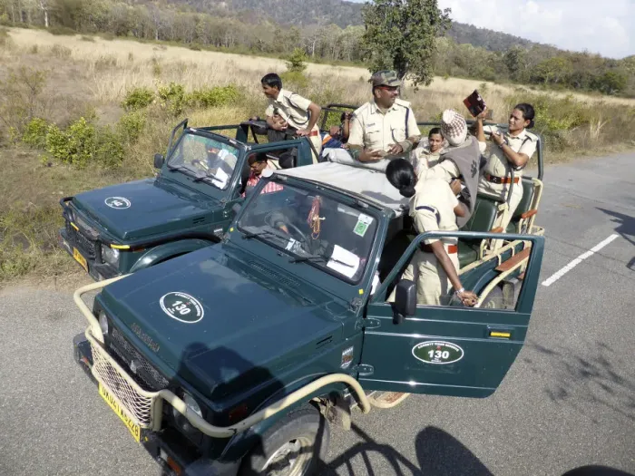 Framed Print : Guides in truck, Jim Corbett Tiger Reserve, Uttarakhand. Creator: Unknown Framed Print : Guides in truck, Jim Corbett Tiger Reserve, Uttarakhand. Creator: Unknown