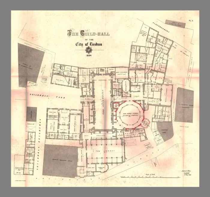 Framed Print : The Guild-Hall of the City of London, Plan, 1884, (1886) Framed Print : The Guild-Hall of the City of London, Plan, 1884, (1886)