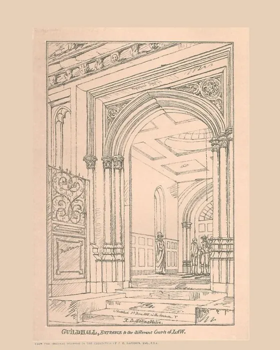 Framed Print : Guild Hall Entrance, 1815, (1886). Artist: Robert Blemmell Schnebbelie Framed Print : Guild Hall Entrance, 1815, (1886). Artist: Robert Blemmell Schnebbelie