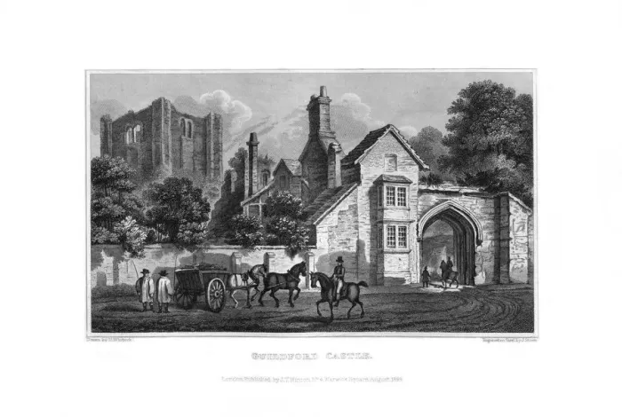 Framed Print : Guildford Castle, Guilford, Surrey, 1829. Artist: J Stowe Framed Print : Guildford Castle, Guilford, Surrey, 1829. Artist: J Stowe