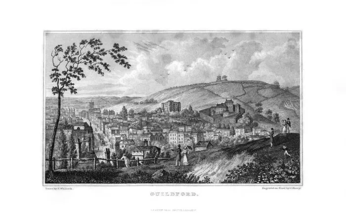 Framed Print : Guildford, Surrey, 1829. Artist: J Shury Framed Print : Guildford, Surrey, 1829. Artist: J Shury