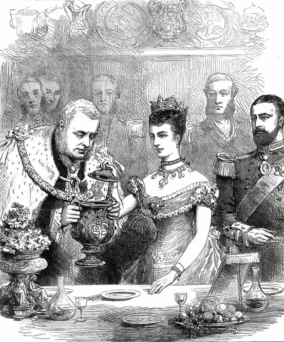 Framed Print : The Guildhall Banquet to the Prince and Princess of Wales: the Loving Cup, 1876. Creator: Unknown Framed Print : The Guildhall Banquet to the Prince and Princess of Wales: the Loving Cup, 1876. Creator: Unknown
