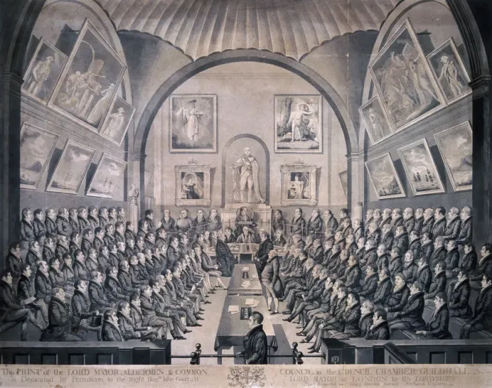 Framed Print : Guildhall, London, 1825. Artist: Richard Dighton Framed Print : Guildhall, London, 1825. Artist: Richard Dighton