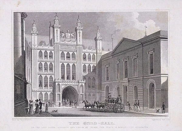 Guildhall, London, 1828. Artist: R Acon